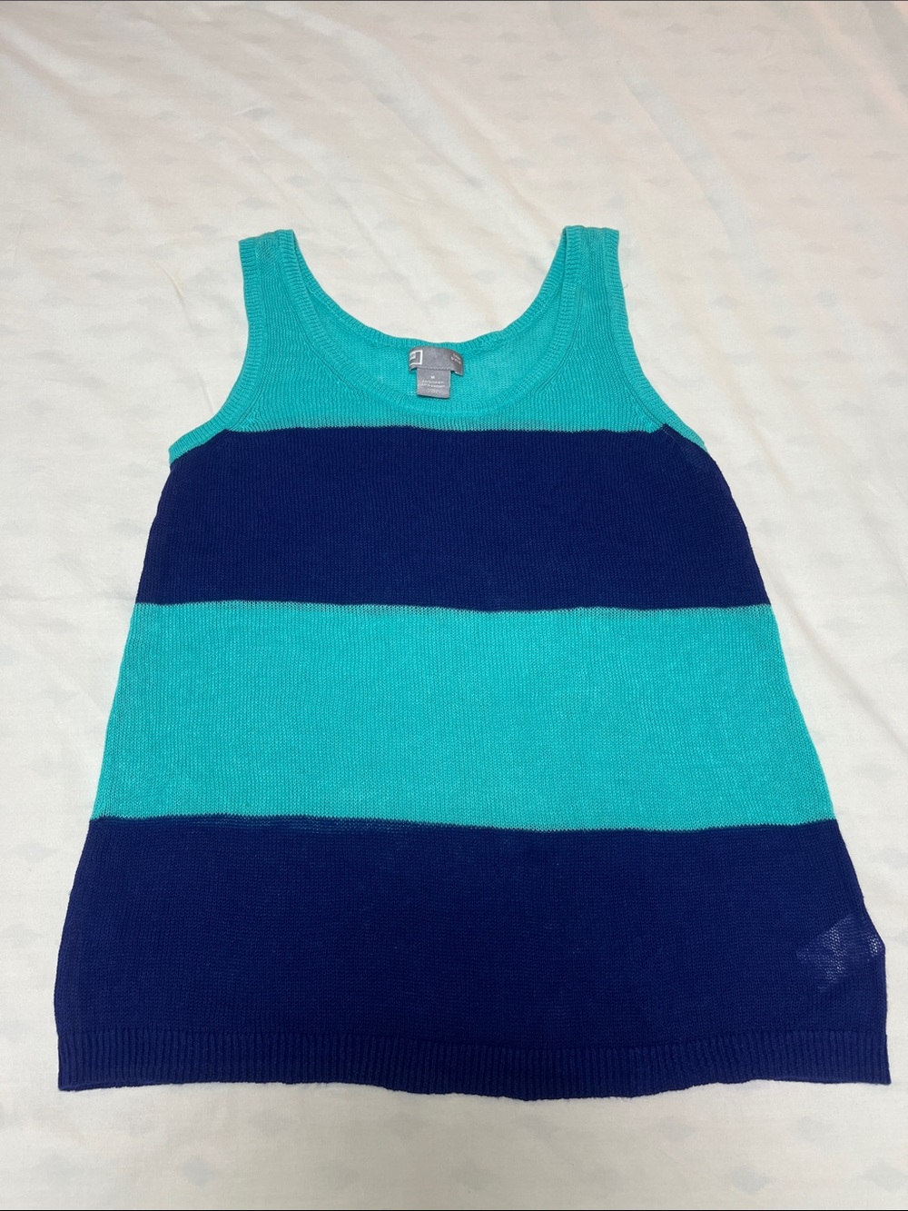 Linen/Cotton Blend Striped Tank Top - Blue & Teal Women’s Tank